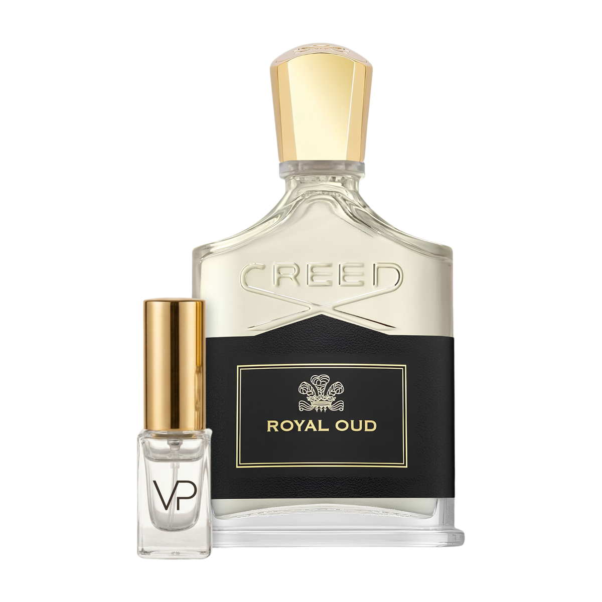 Creed Royal Oud bottle with a Vial Perfumery 2ml decant