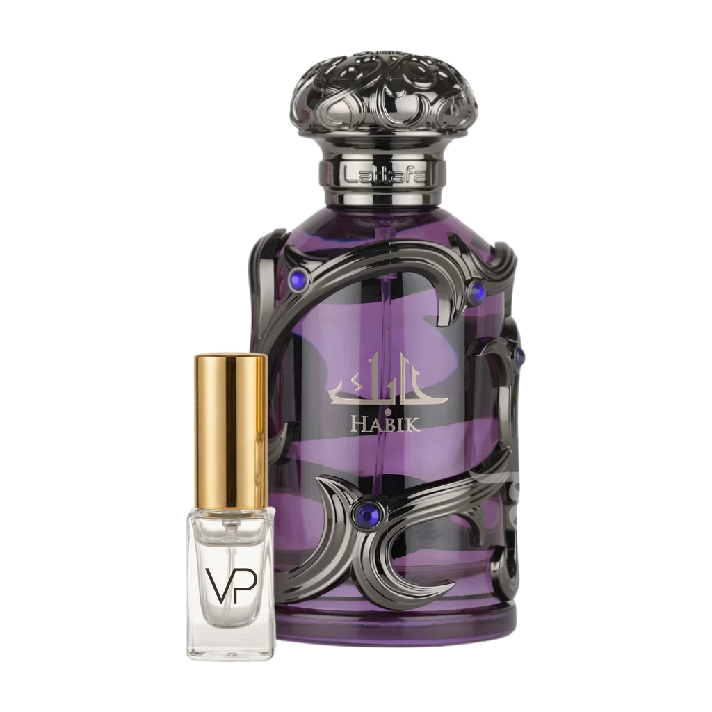Lattafa Habik For Men bottle with a Vial Perfumery 2ml decant