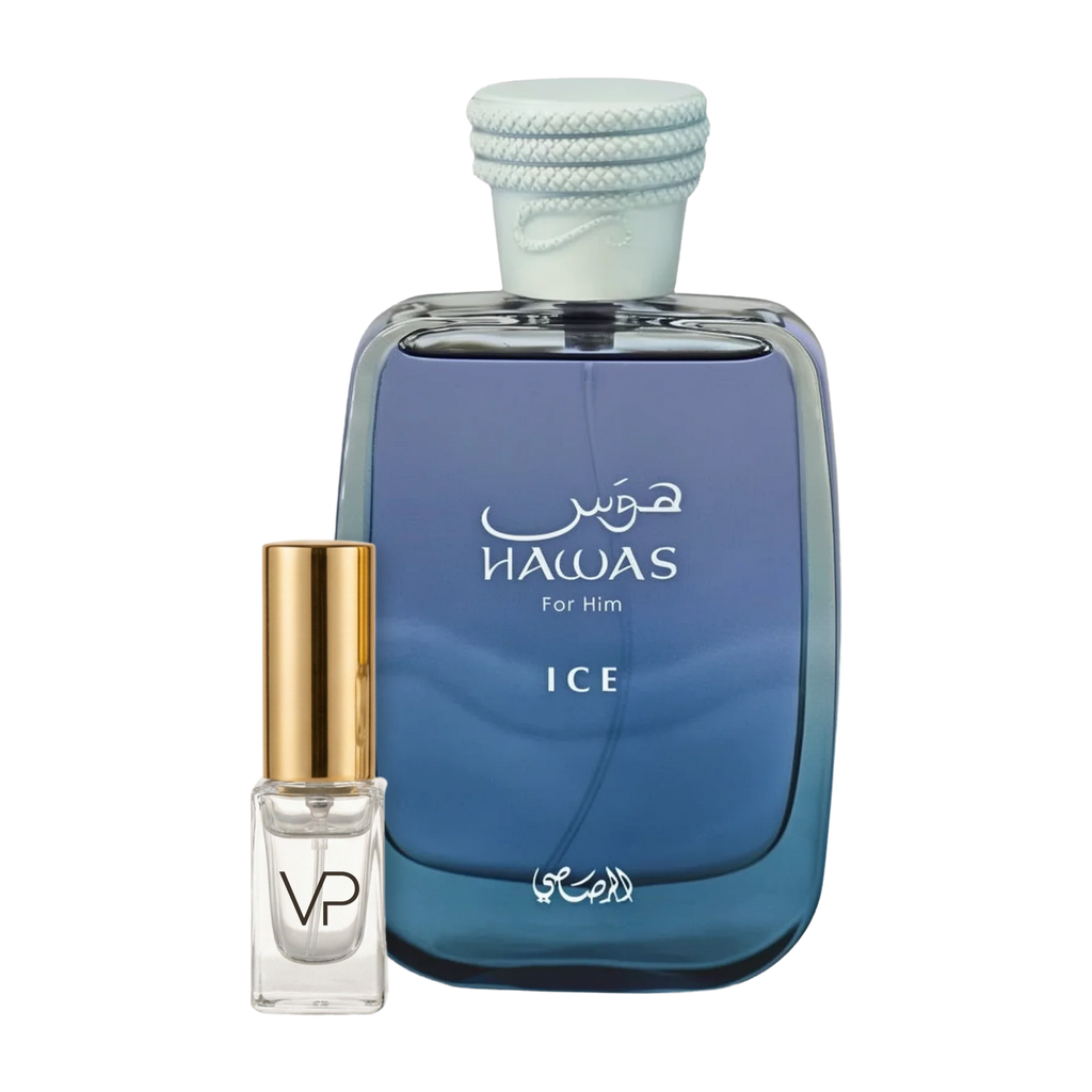 Rasasi Hawas Ice bottle with a Vial Perfumery 2ml decant