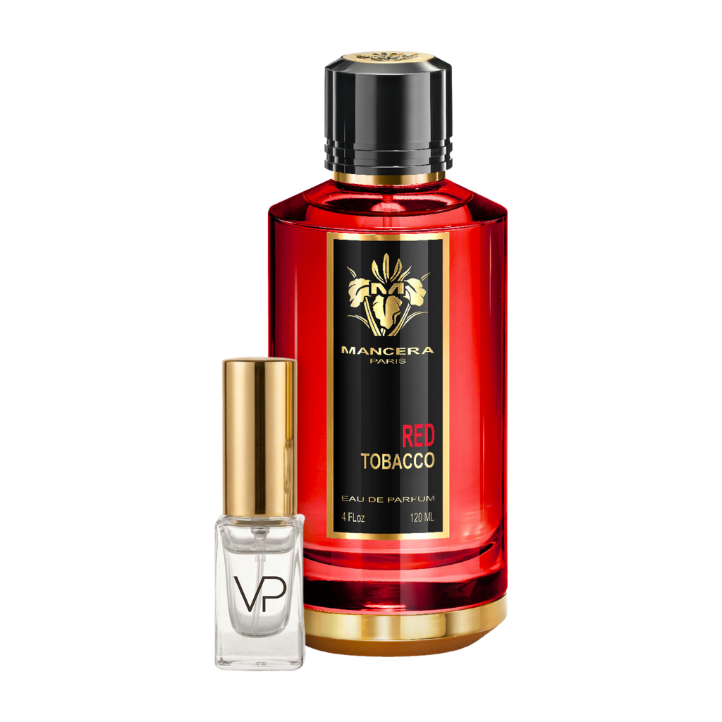 Mancera Red Tobacco bottle with a Vial Perfumery 2ml decant