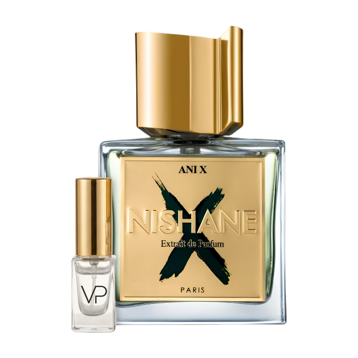Nishane Ani X bottle with a Vial Perfumery 2ml decant