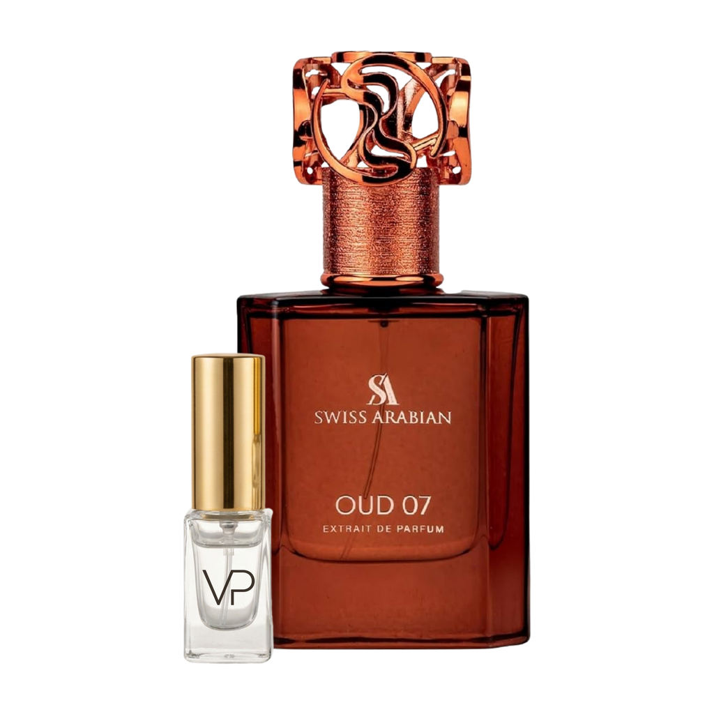 Swiss Arabian Oud 07 bottle with a Vial Perfumery 2ml decant