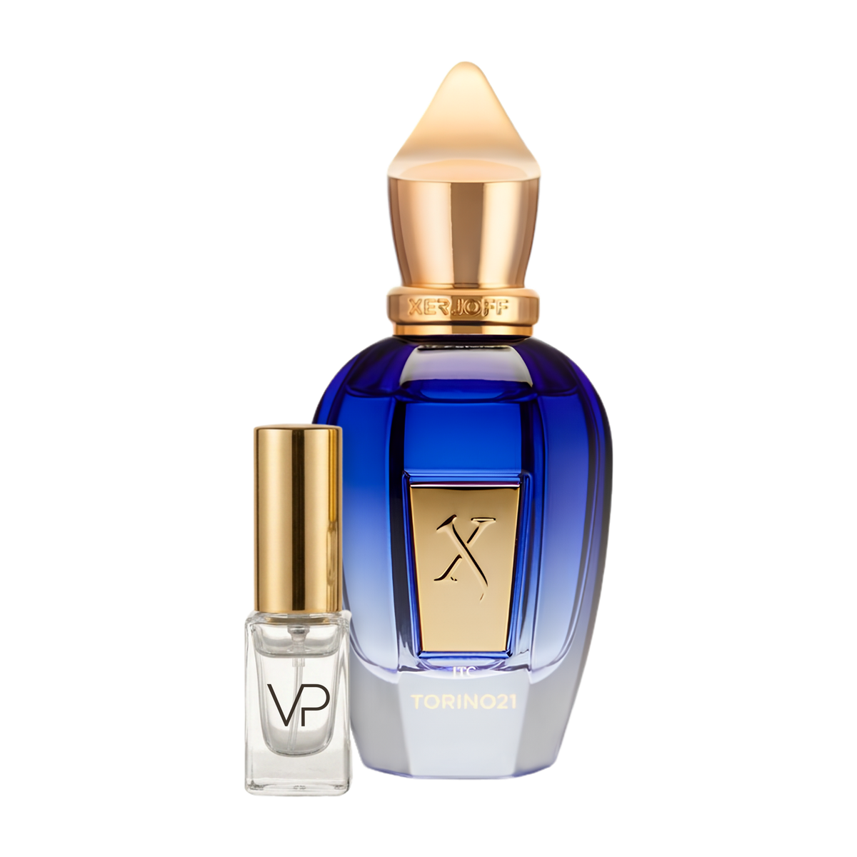 Xerjoff Torino 21 bottle with a Vial Perfumery 2ml decant