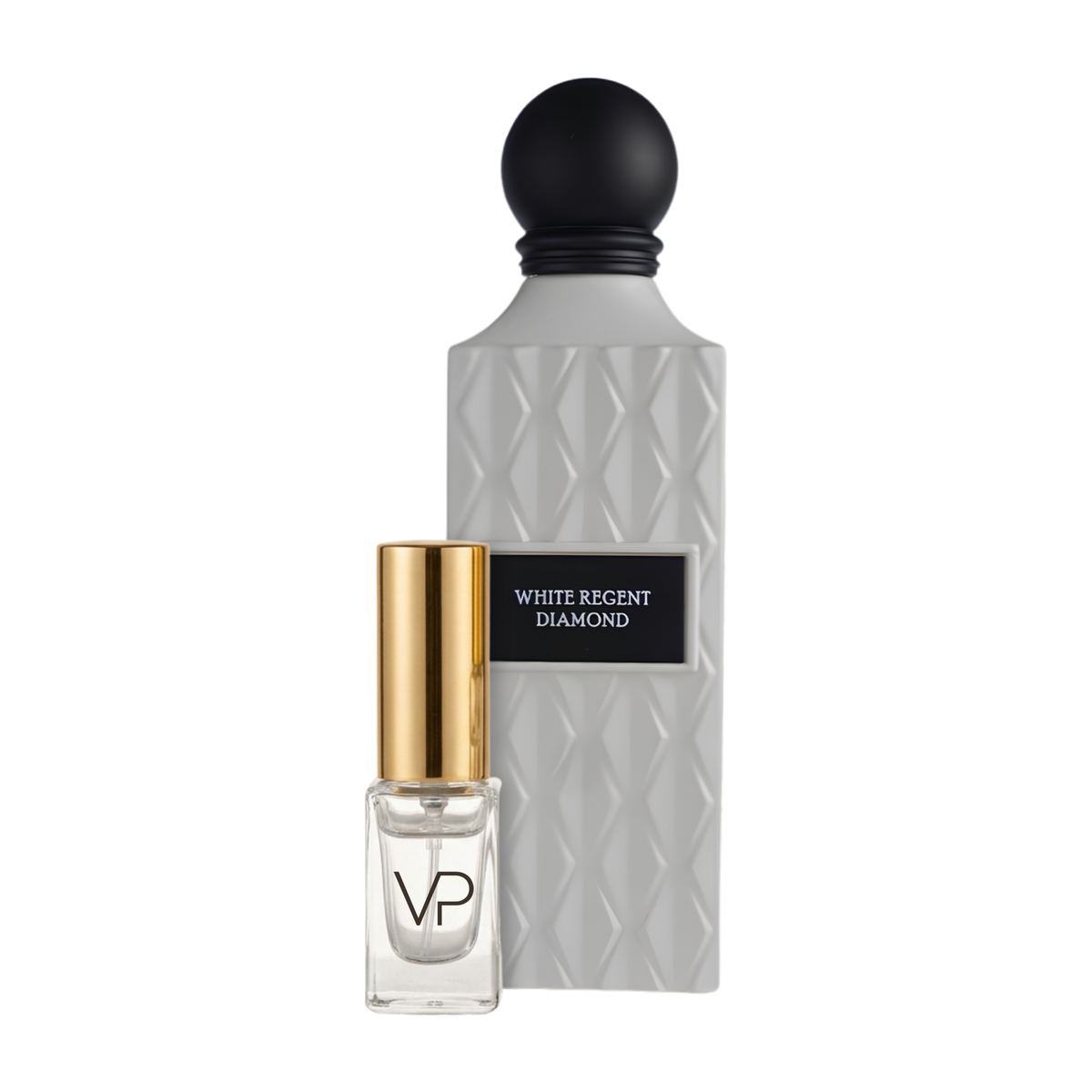 Ibrahim Al Qurashi White Regent Diamond bottle with a Vial Perfumery 2ml decant